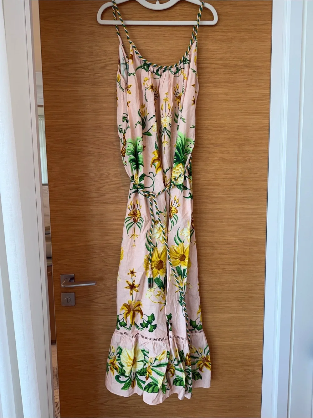 FARM Rio Pink Maxi Dress with Green & Yellow Floral Print - Picture 1 of 5